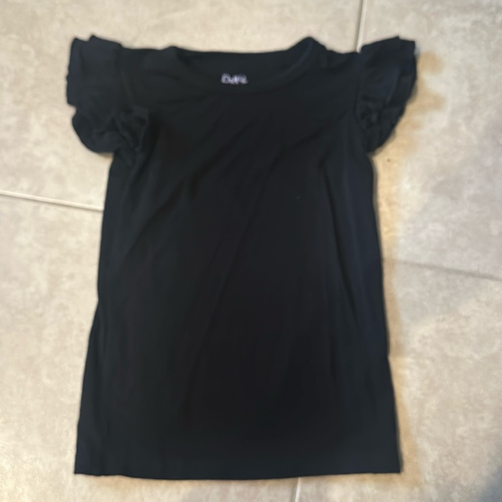 Little Sleepies Play Collection girls black flutter sleeve tshirt